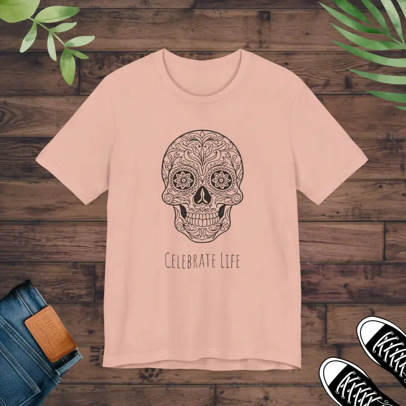 Cool Sugar Skull Jersey Short Sleeve Tee - Celebrate Life - DipaliZ