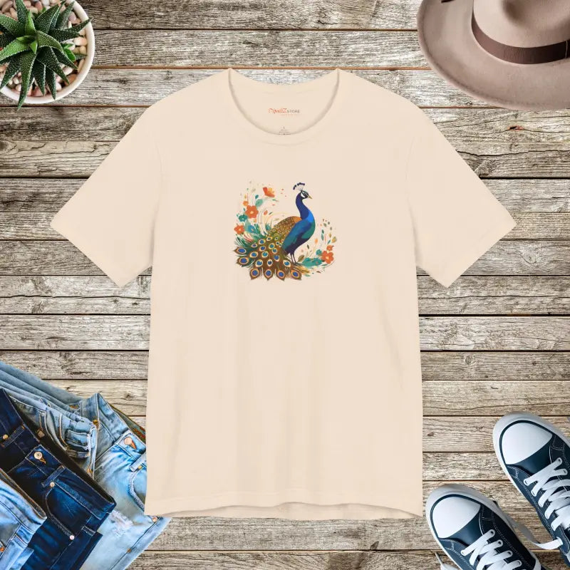 Peacock Unisex Jersey Short Sleeve Tee - Soft Cotton - DipaliZ