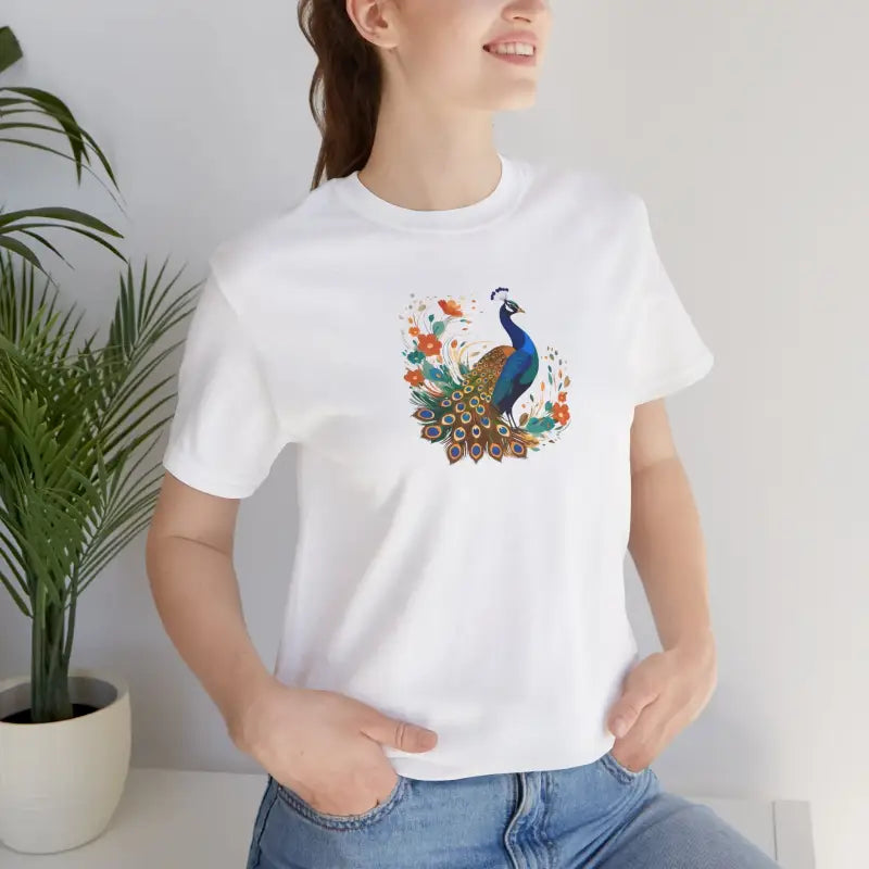 Peacock Unisex Jersey Short Sleeve Tee - Soft Cotton - DipaliZ