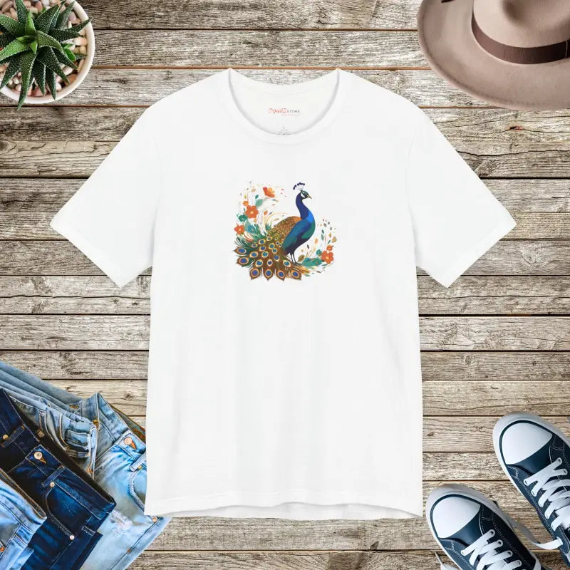 Peacock Unisex Jersey Short Sleeve Tee - Soft Cotton - DipaliZ