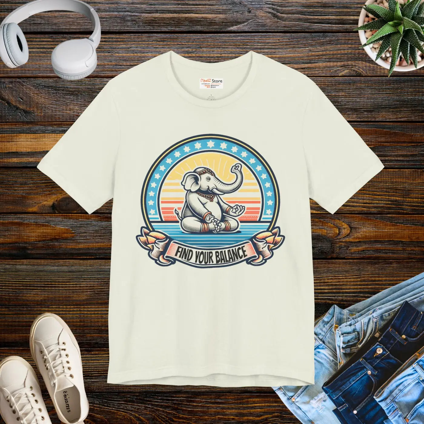 Elephant Design Tee - Positive Energy Shirt for Yoga - DipaliZ