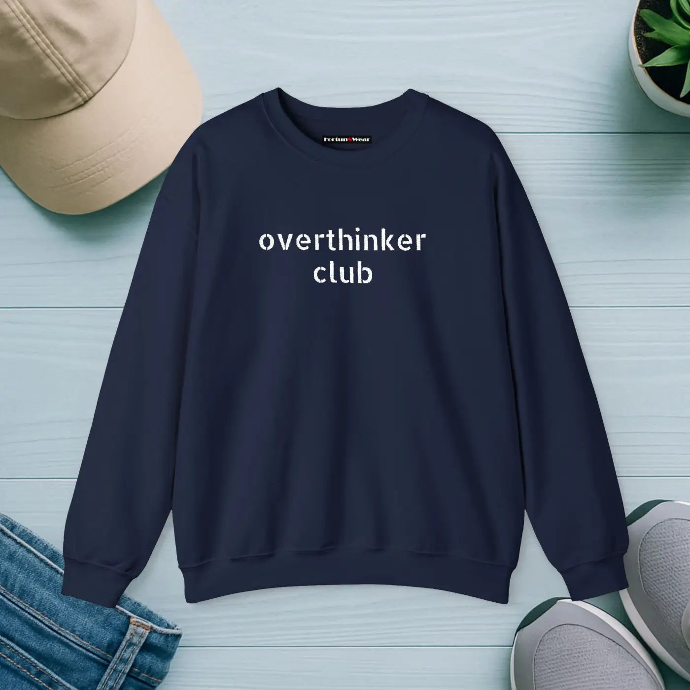 Embroidered Overthinker Club Crewneck - Ultra Cozy Vibes - DipaliZ