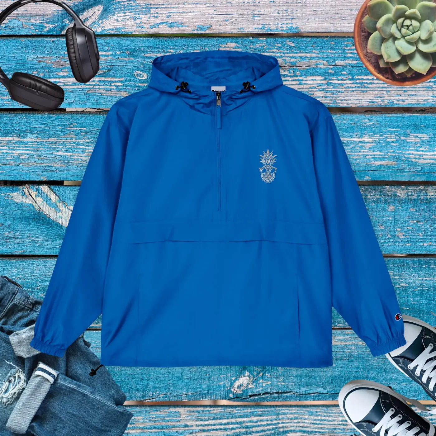 Vibrant Packable Anorak - Stay Dry Orange Windbreaker - DipaliZ