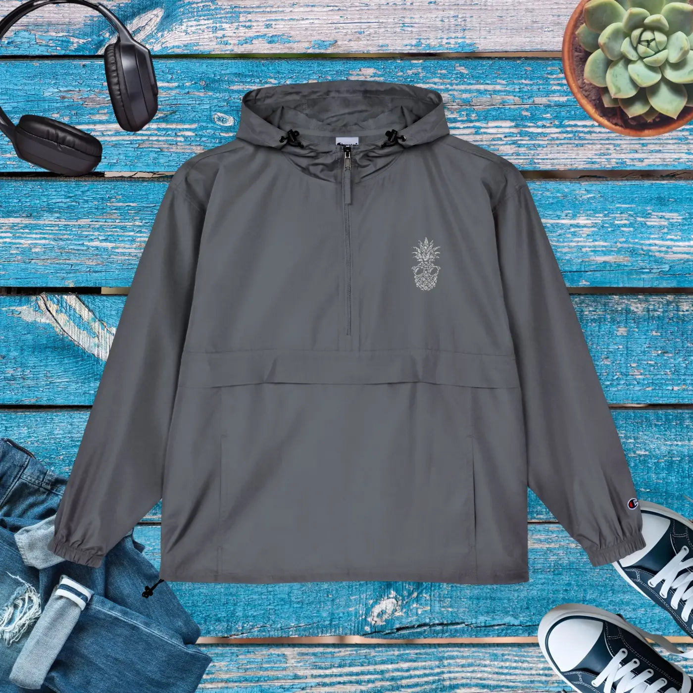 Vibrant Packable Anorak - Stay Dry Orange Windbreaker - DipaliZ
