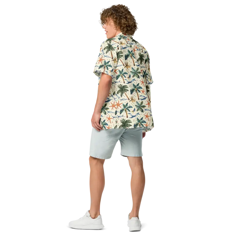 Unisex Button Shirt - Palm Trees Beach Vibes - DipaliZ