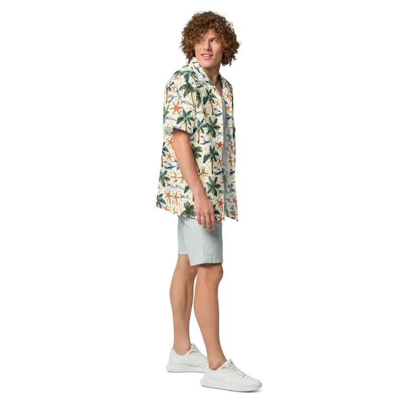 Unisex Button Shirt - Palm Trees Beach Vibes - DipaliZ