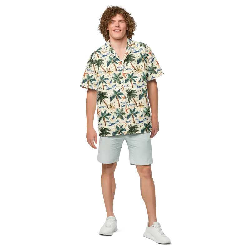 Unisex Button Shirt - Palm Trees Beach Vibes - DipaliZ