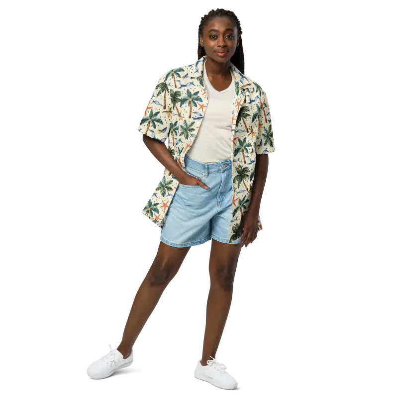 Unisex Button Shirt - Palm Trees Beach Vibes - DipaliZ