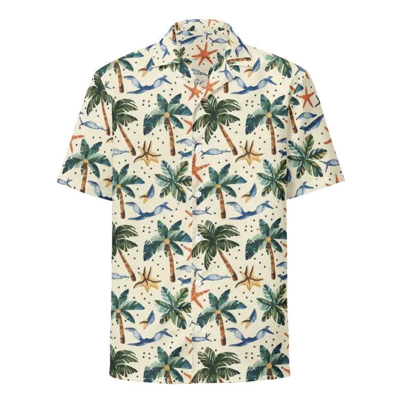 Unisex Button Shirt - Palm Trees Beach Vibes - DipaliZ