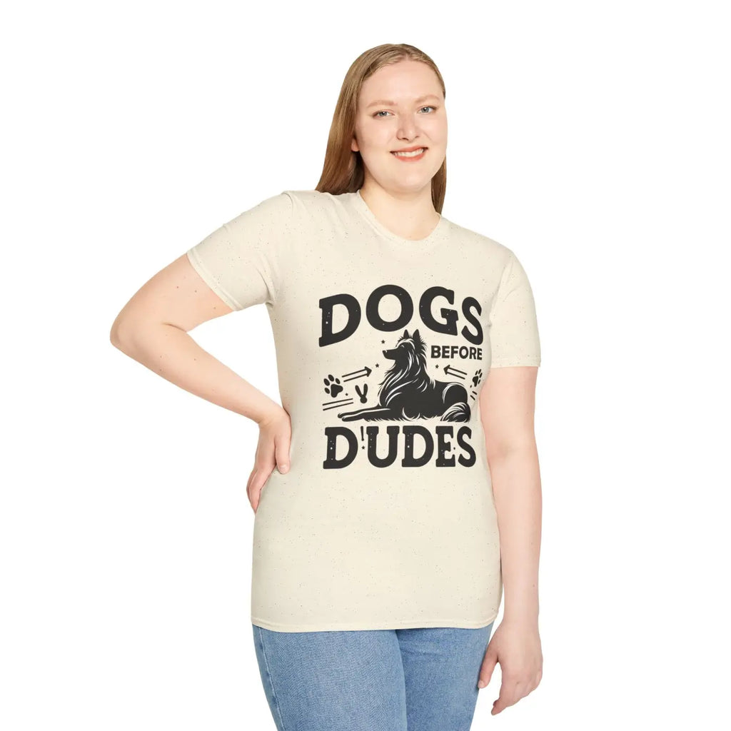 Unisex Softstyle T-Shirt - Dogs Before Dudes Graphic - DipaliZ