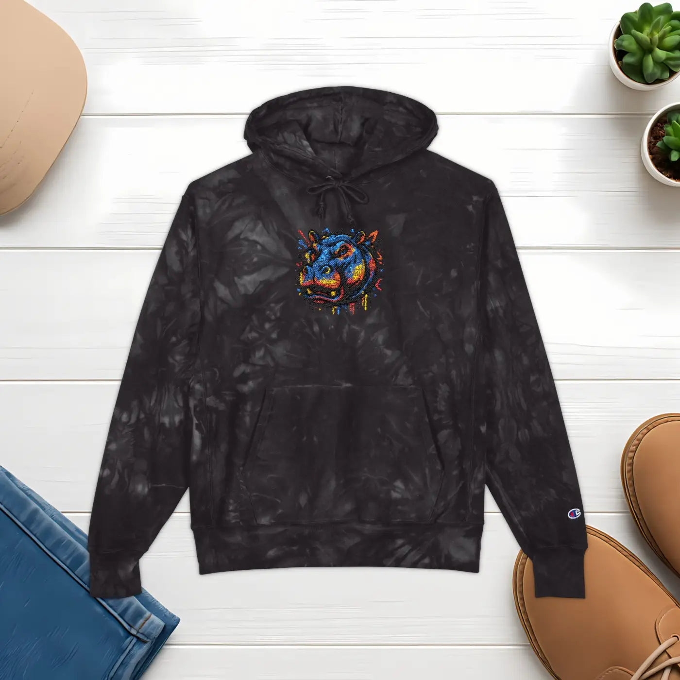 Color Burst Hoodie - Sunset Orange Spiral - DipaliZ