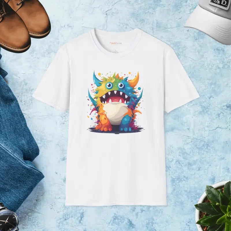 Cute Colorful Monster Softstyle T Shirt - Cotton Tee - DipaliZ