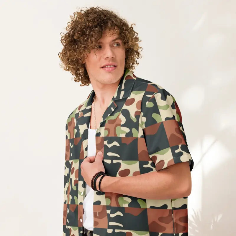 Camouflage Pattern Unisex Button Shirt - Summer Cool Style - DipaliZ
