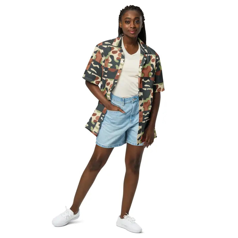 Camouflage Pattern Unisex Button Shirt - Summer Cool Style - DipaliZ