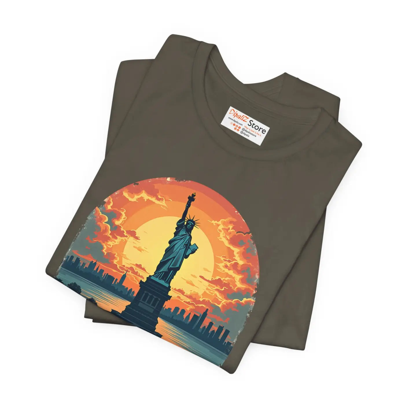 Bold Unisex Jersey Tee - USA Sunset Design - DipaliZ