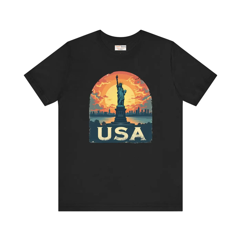 Bold Unisex Jersey Tee - USA Sunset Design - DipaliZ