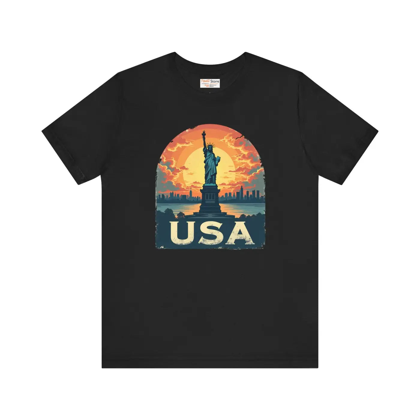 Bold Unisex Jersey Tee - USA Sunset Design - DipaliZ