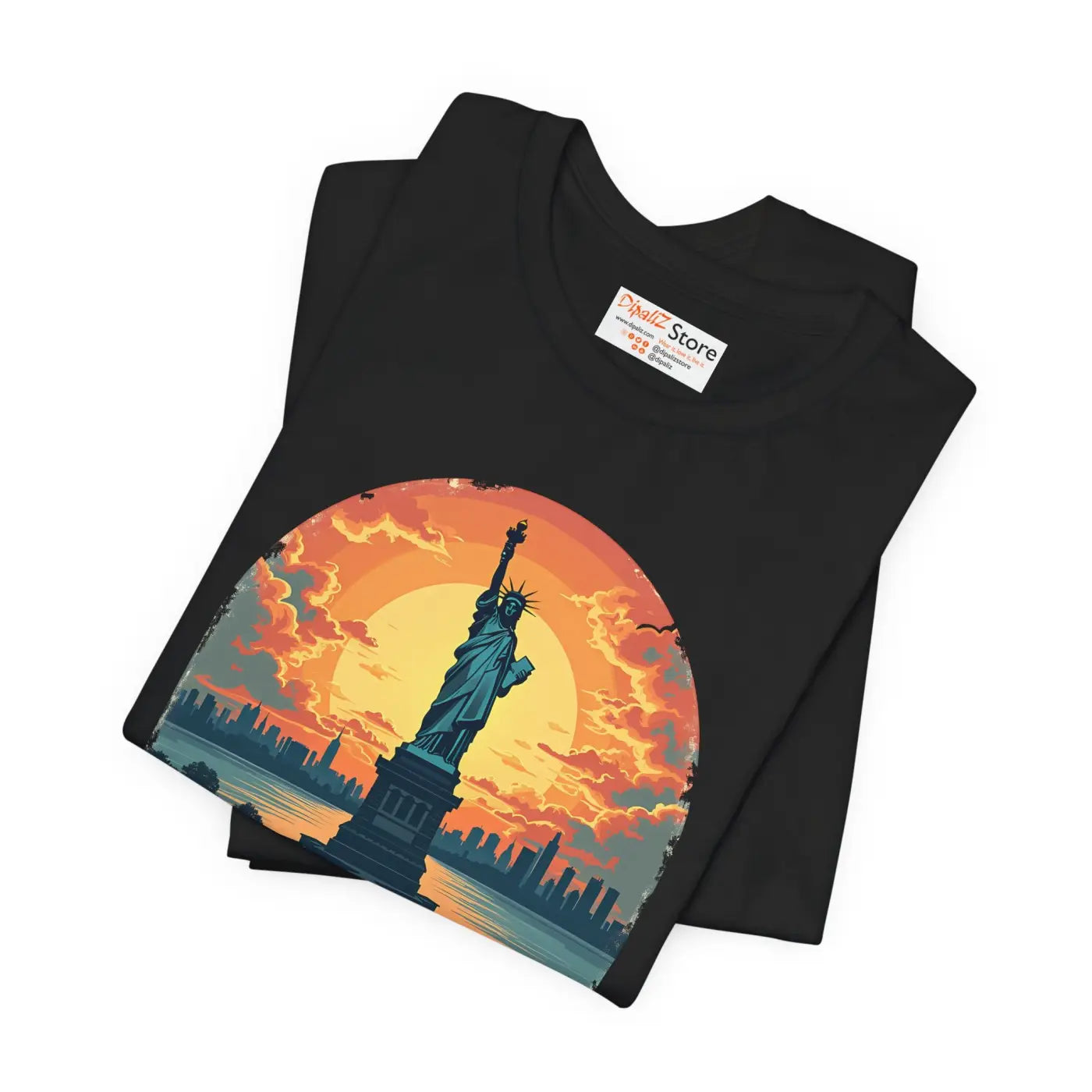 Bold Unisex Jersey Tee - USA Sunset Design - DipaliZ