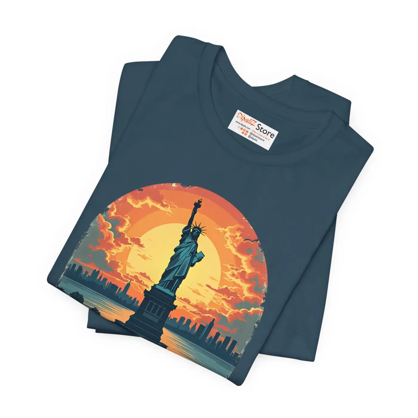 Bold Unisex Jersey Tee - USA Sunset Design - DipaliZ