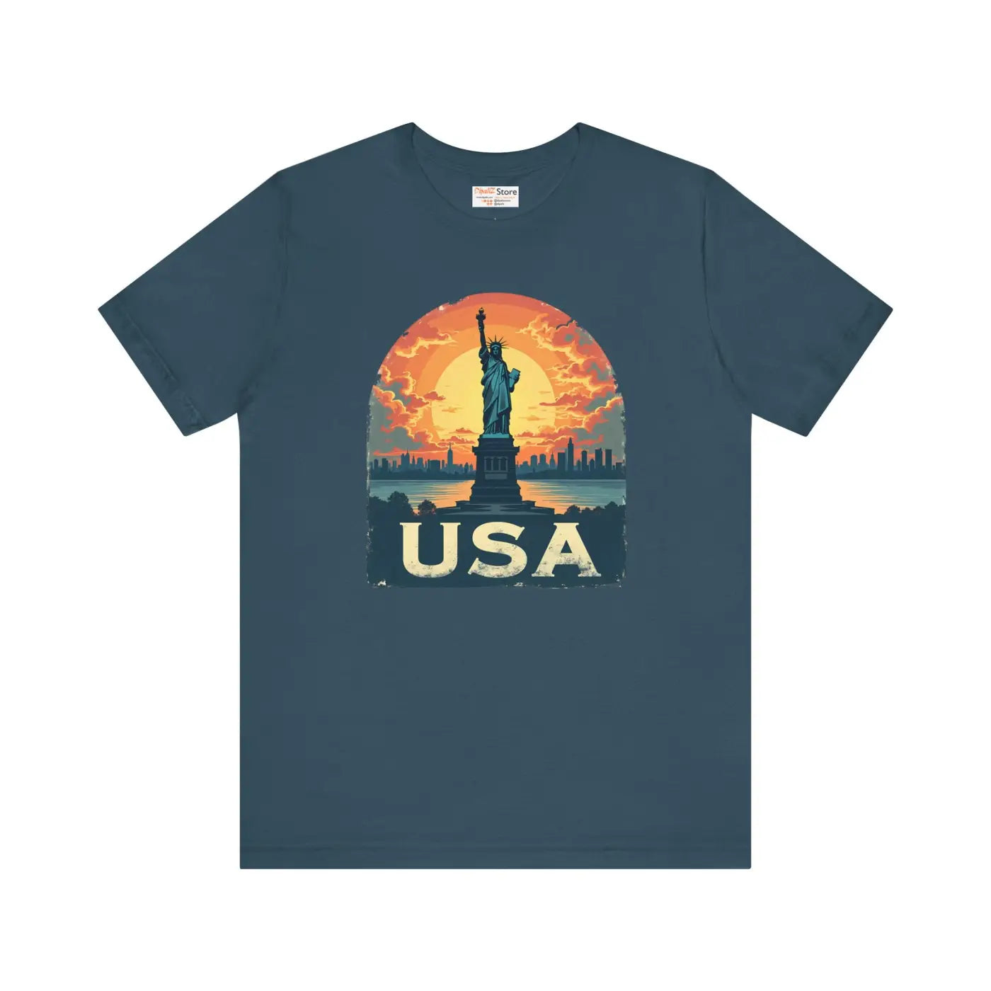 Bold Unisex Jersey Tee - USA Sunset Design - DipaliZ