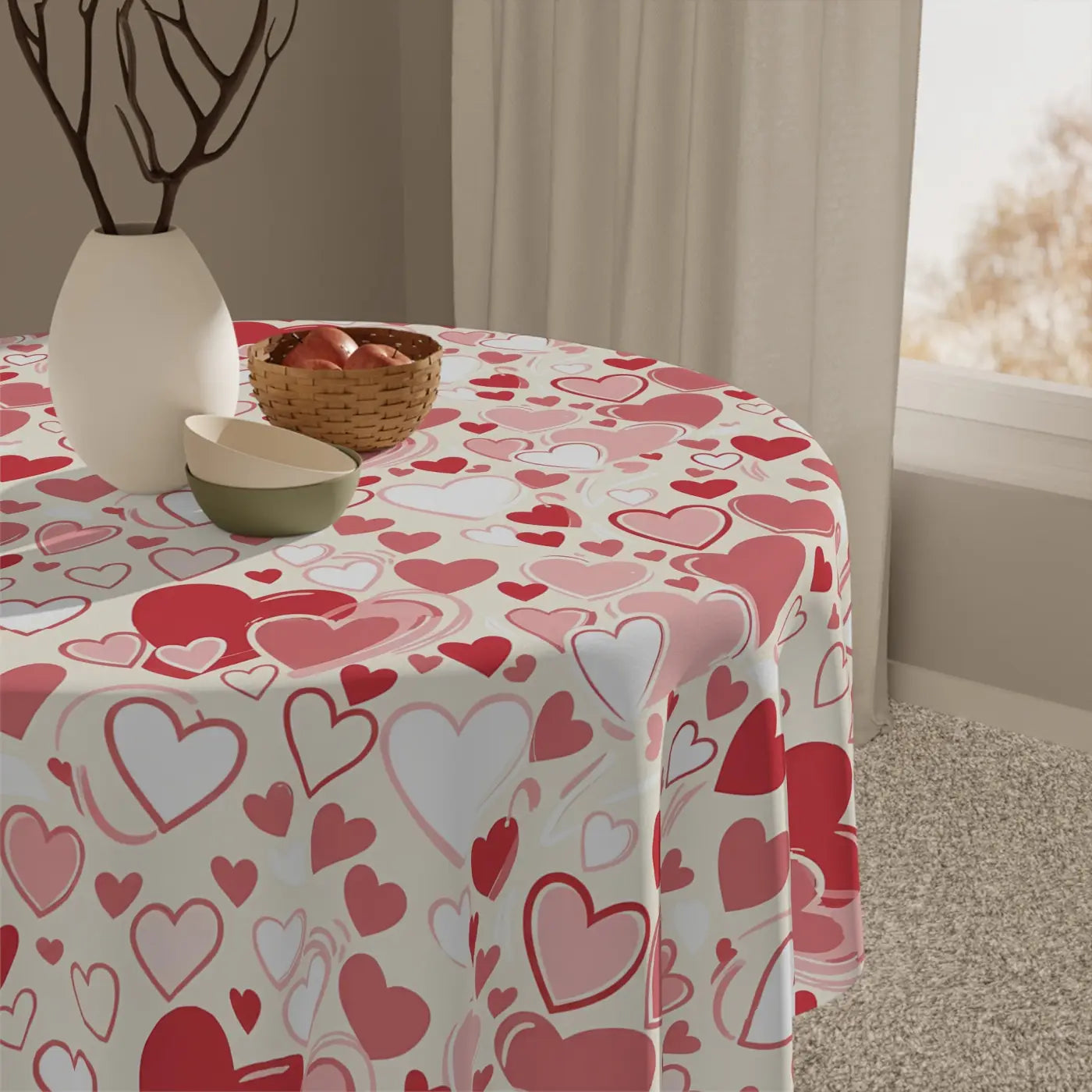 Heart Pattern Tablecloth - Affordable Joy in Durable Polyester - DipaliZ