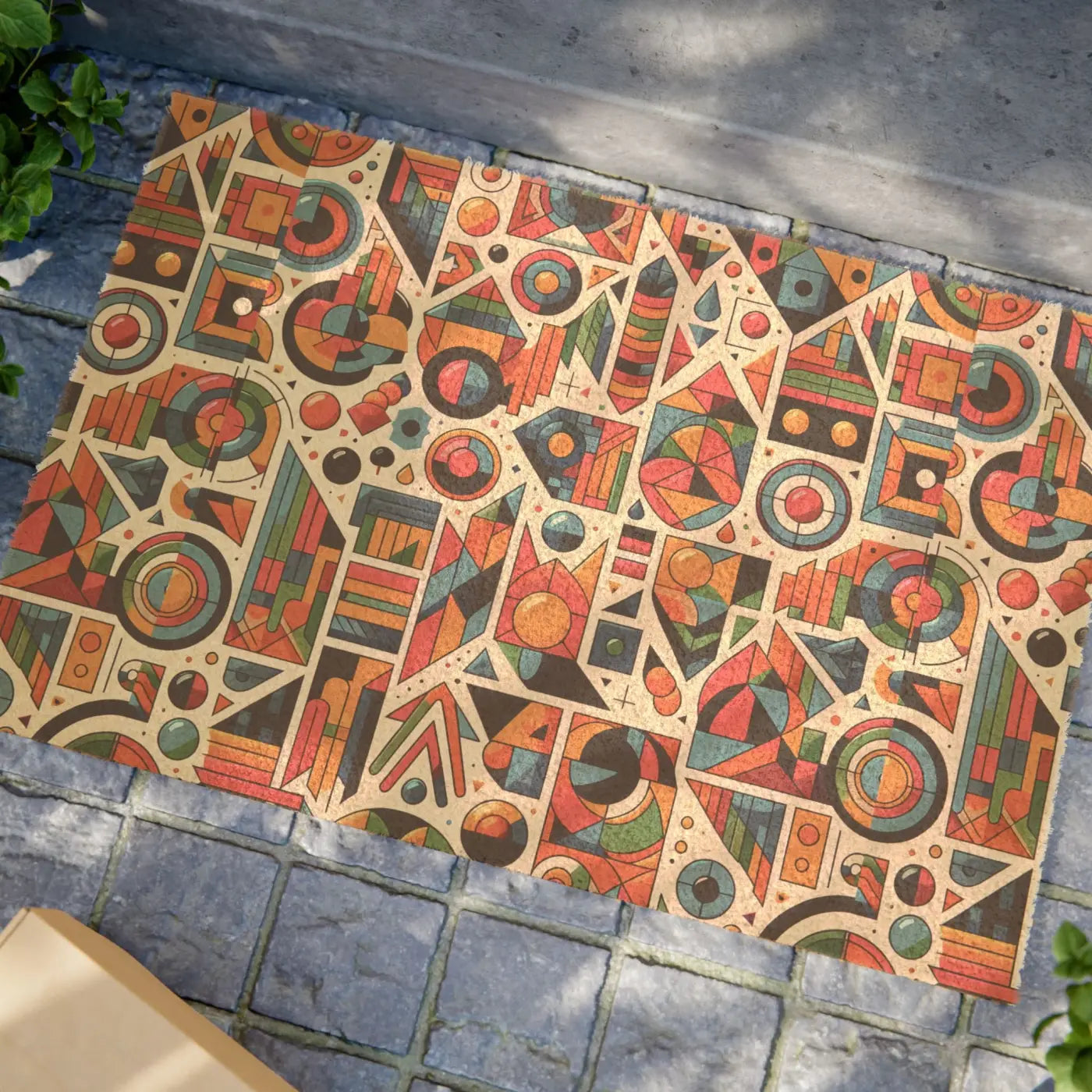 Vibrant Abstract Pattern Doormat - Tufted Coir Coconut - DipaliZ