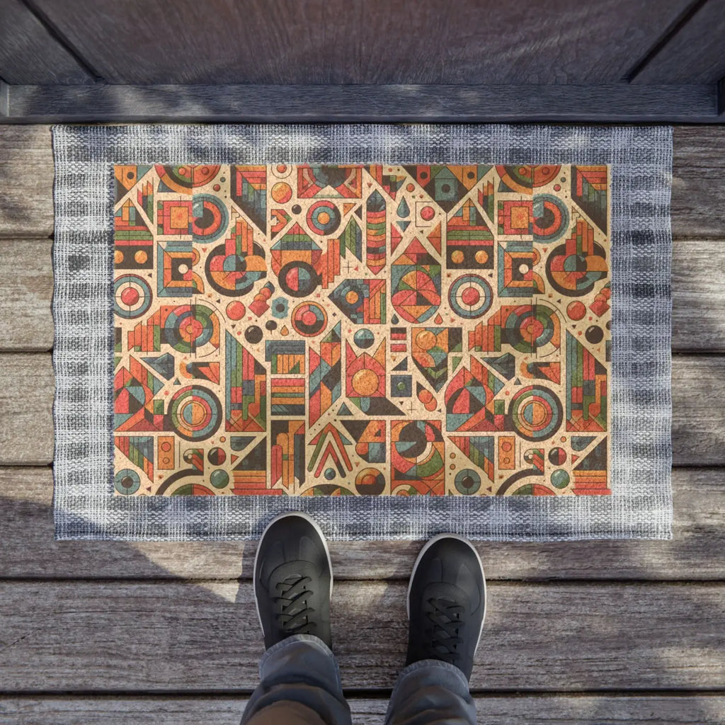 Vibrant Abstract Pattern Doormat - Tufted Coir Coconut - DipaliZ