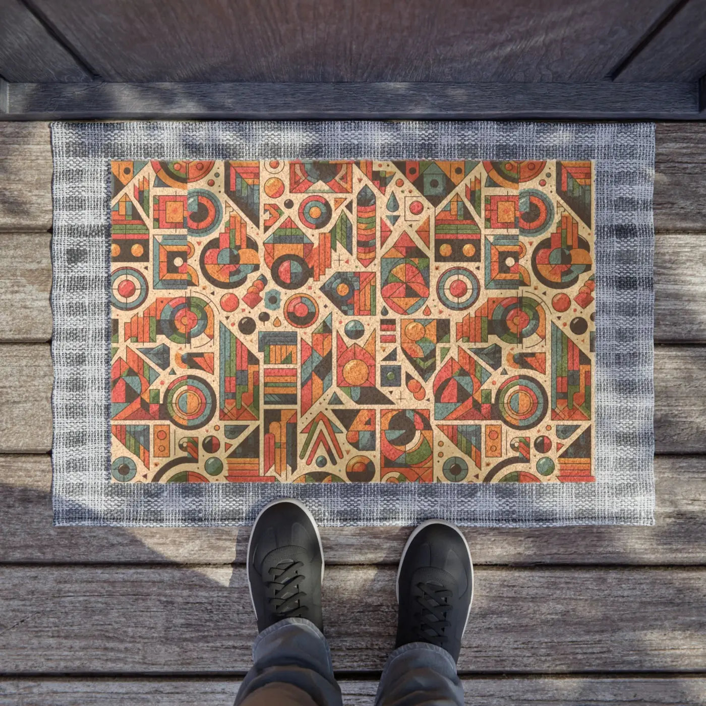 Vibrant Abstract Pattern Doormat - Tufted Coir Coconut - DipaliZ