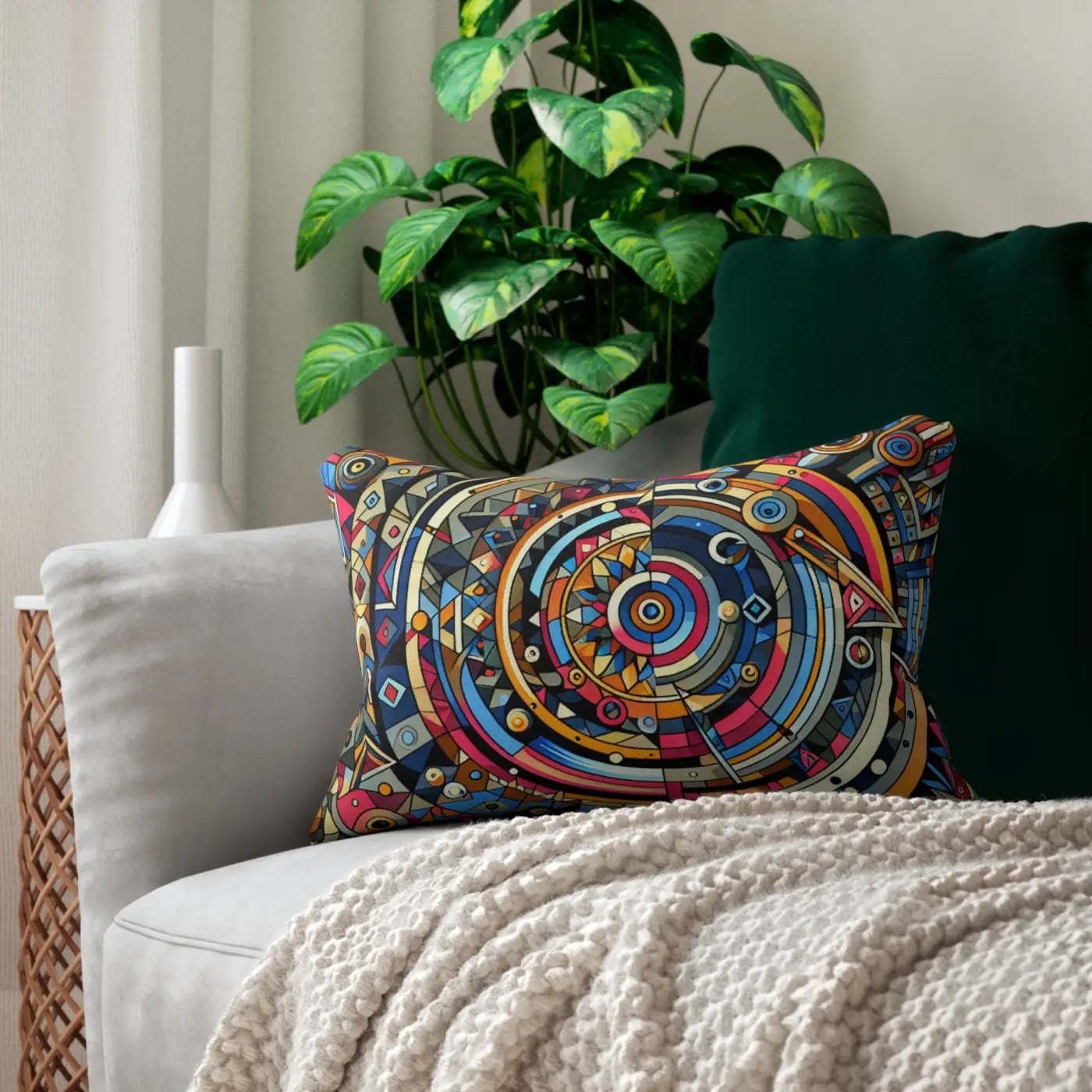Vibrant Abstract Lumbar Pillow - Double-Sided Design - DipaliZ