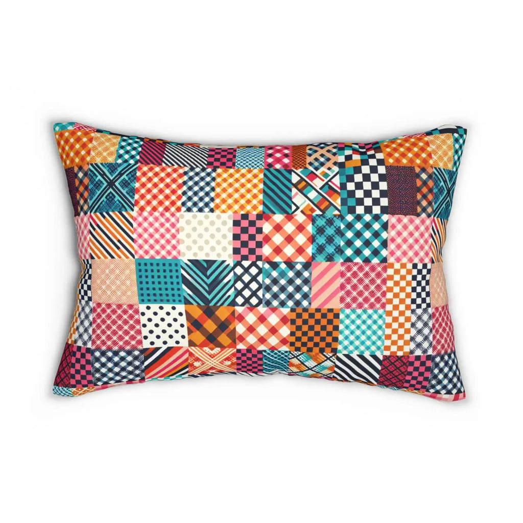 Vibrant Polyester Lumbar Pillow - Abstract Pattern Design - DipaliZ