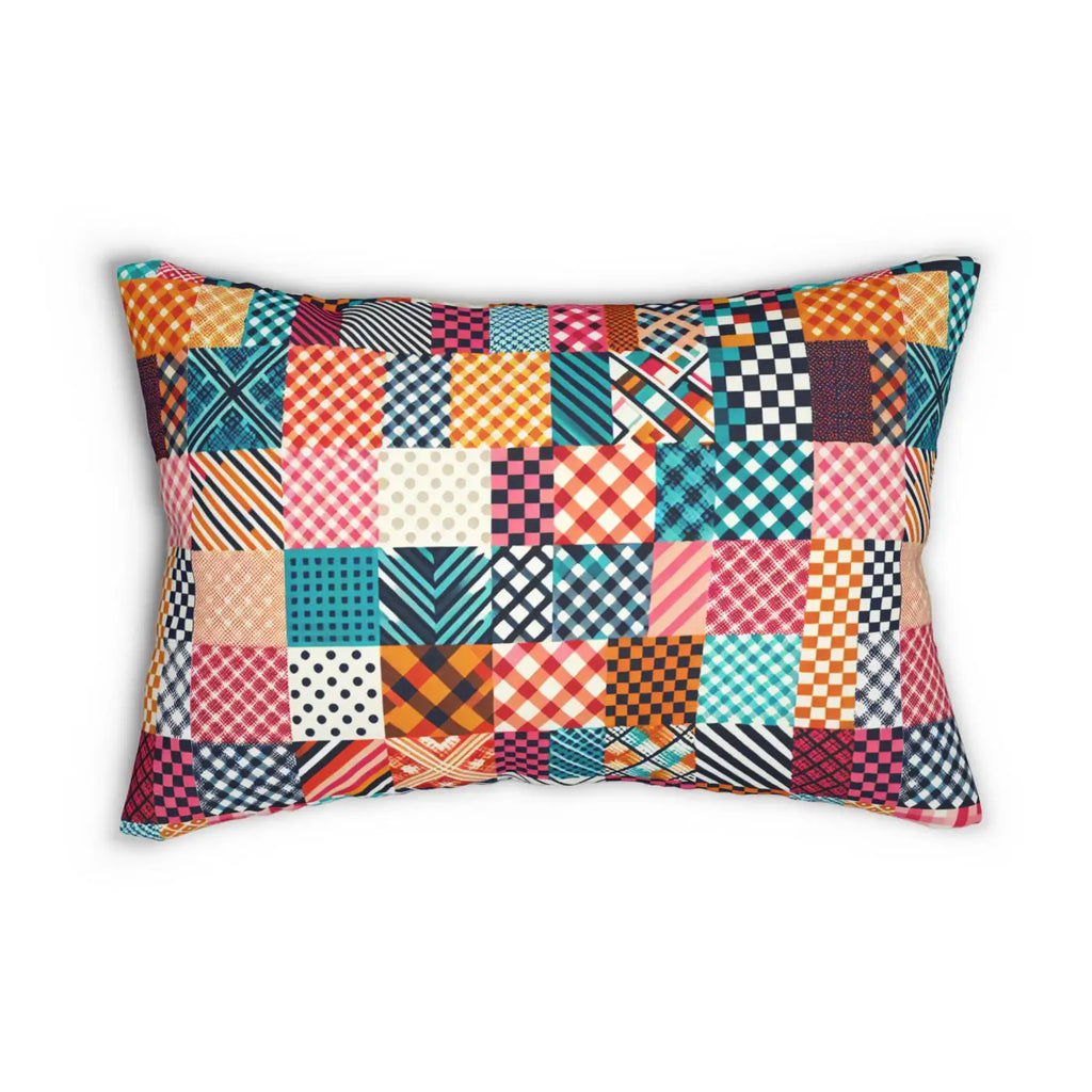 Vibrant Polyester Lumbar Pillow - Abstract Pattern Design - DipaliZ