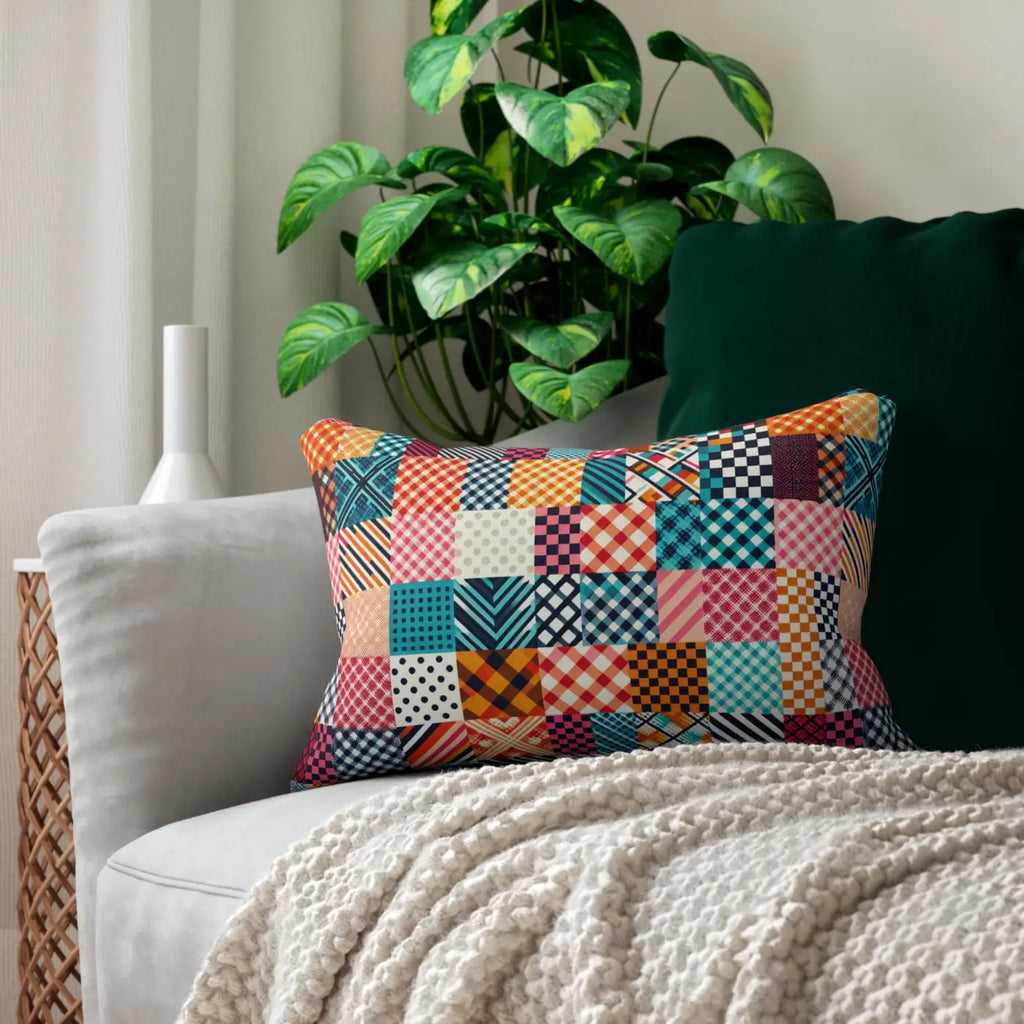 Vibrant Polyester Lumbar Pillow - Abstract Pattern Design - DipaliZ