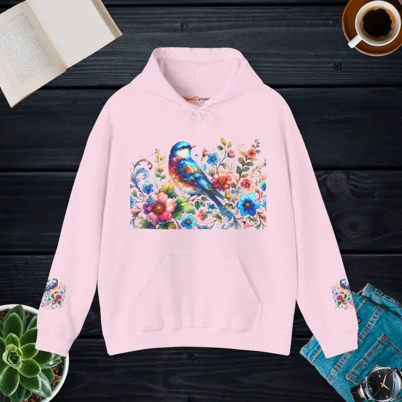 Unisex Heavy Hooded Sweatshirt - Vibrant Bird Design - DipaliZ