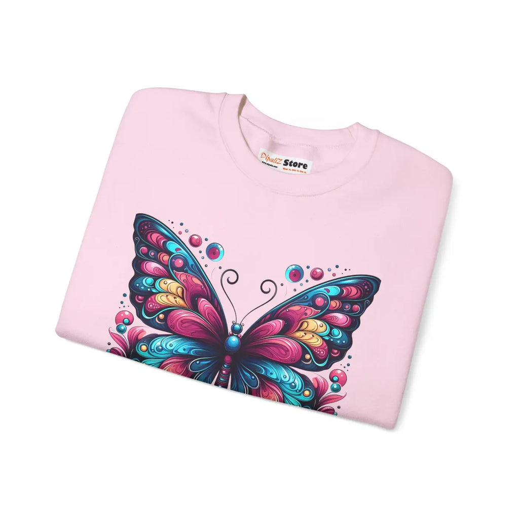 Vibrant Butterfly Heavy Blend Sweatshirt - Unisex Comfort - DipaliZ