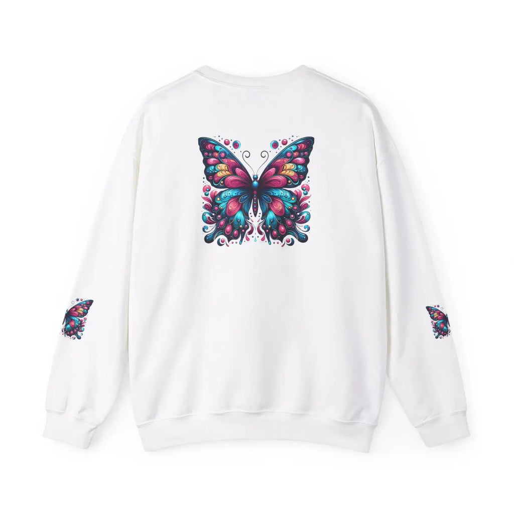 Vibrant Butterfly Heavy Blend Sweatshirt - Unisex Comfort - DipaliZ