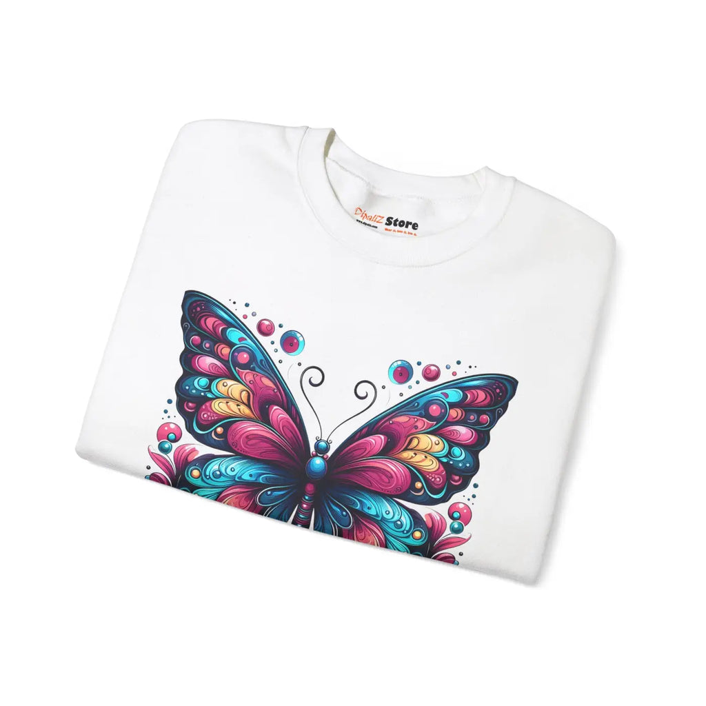 Vibrant Butterfly Heavy Blend Sweatshirt - Unisex Comfort - DipaliZ
