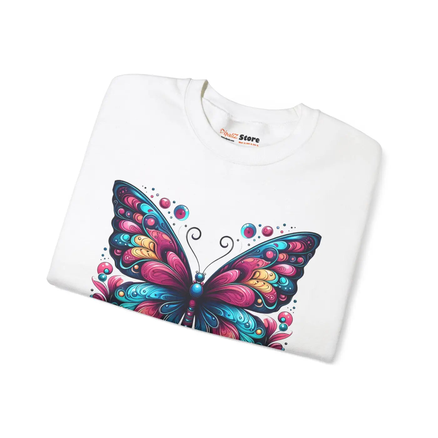 Vibrant Butterfly Heavy Blend Sweatshirt - Unisex Comfort - DipaliZ