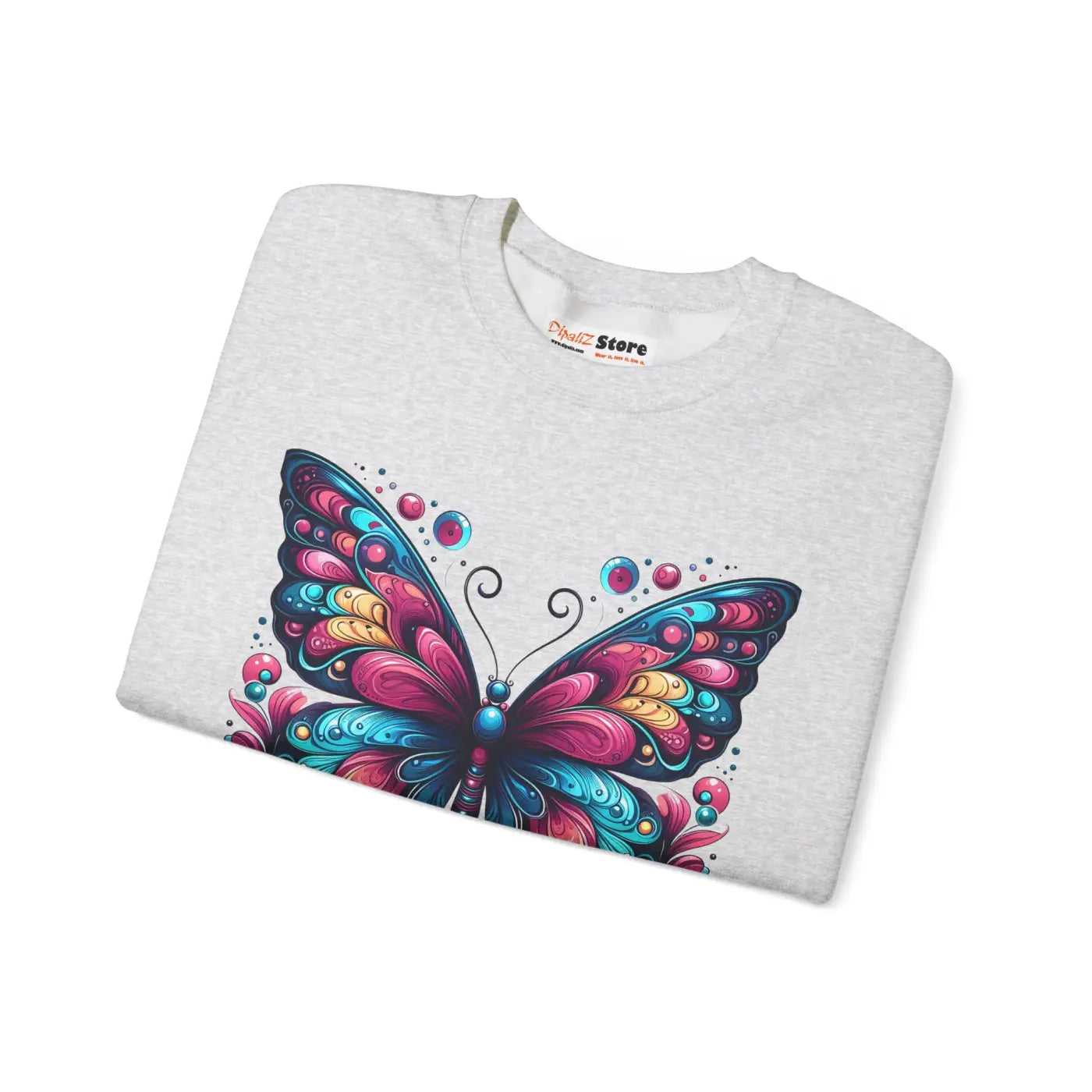 Vibrant Butterfly Heavy Blend Sweatshirt - Unisex Comfort - DipaliZ