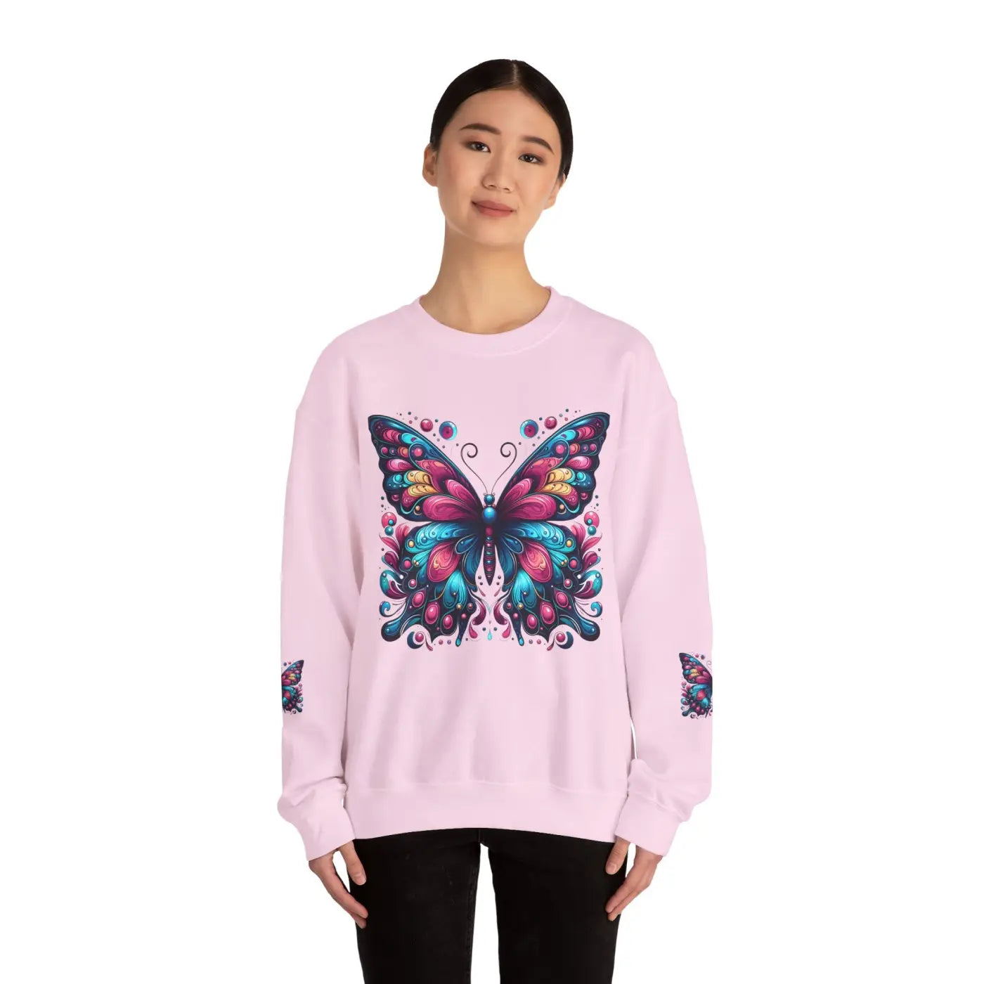 Vibrant Butterfly Heavy Blend Sweatshirt - Unisex Comfort - DipaliZ