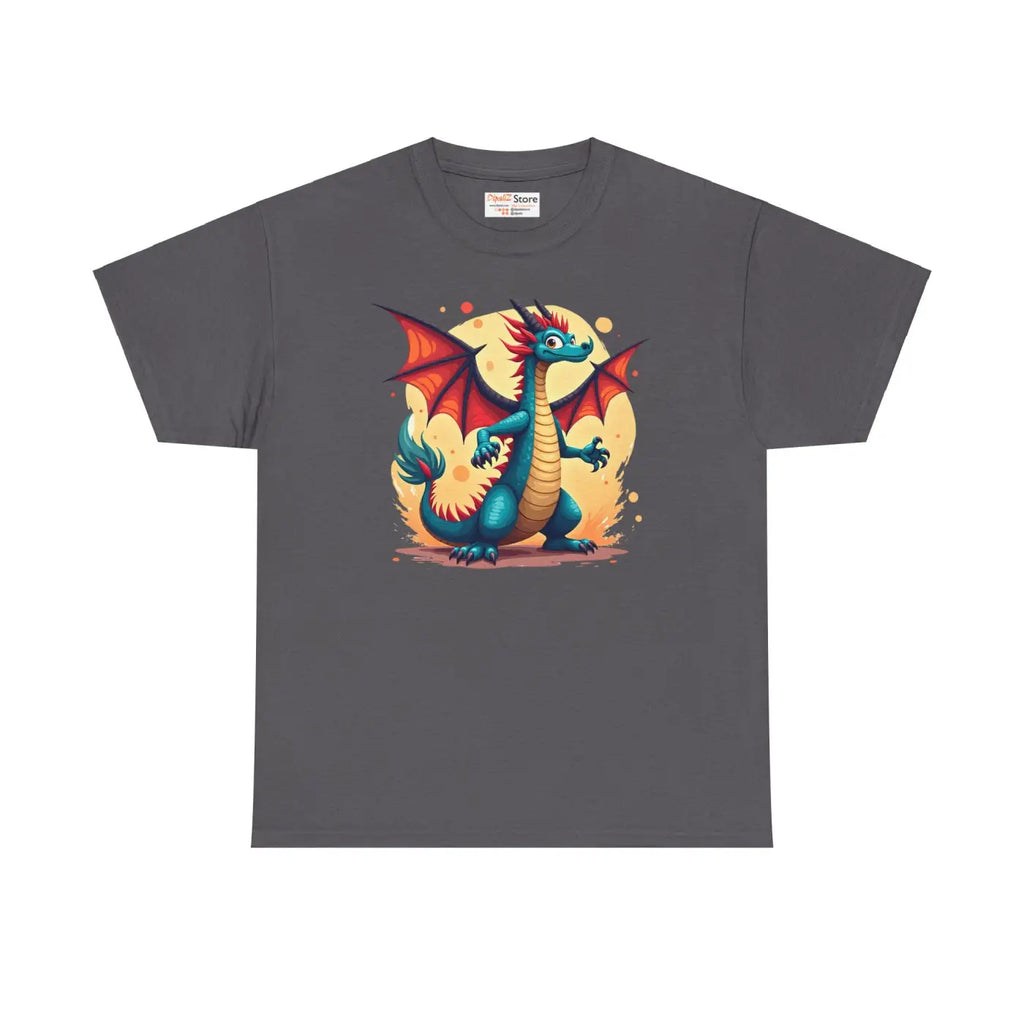 Vibrant Dragon Unisex Heavy Cotton Tee - Bold Print - DipaliZ