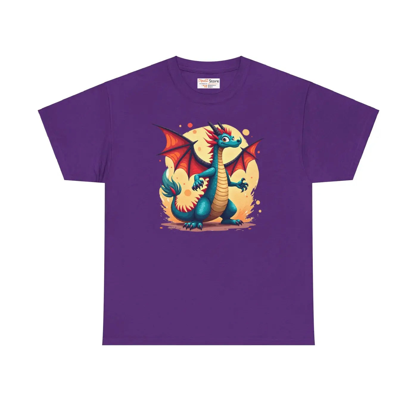 Vibrant Dragon Unisex Heavy Cotton Tee - Bold Print - DipaliZ