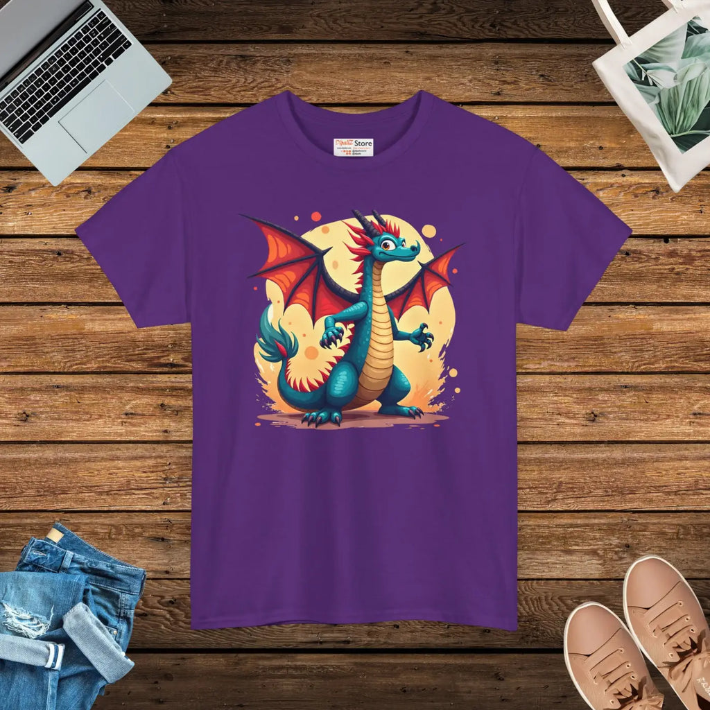 Vibrant Dragon Unisex Heavy Cotton Tee - Bold Print - DipaliZ