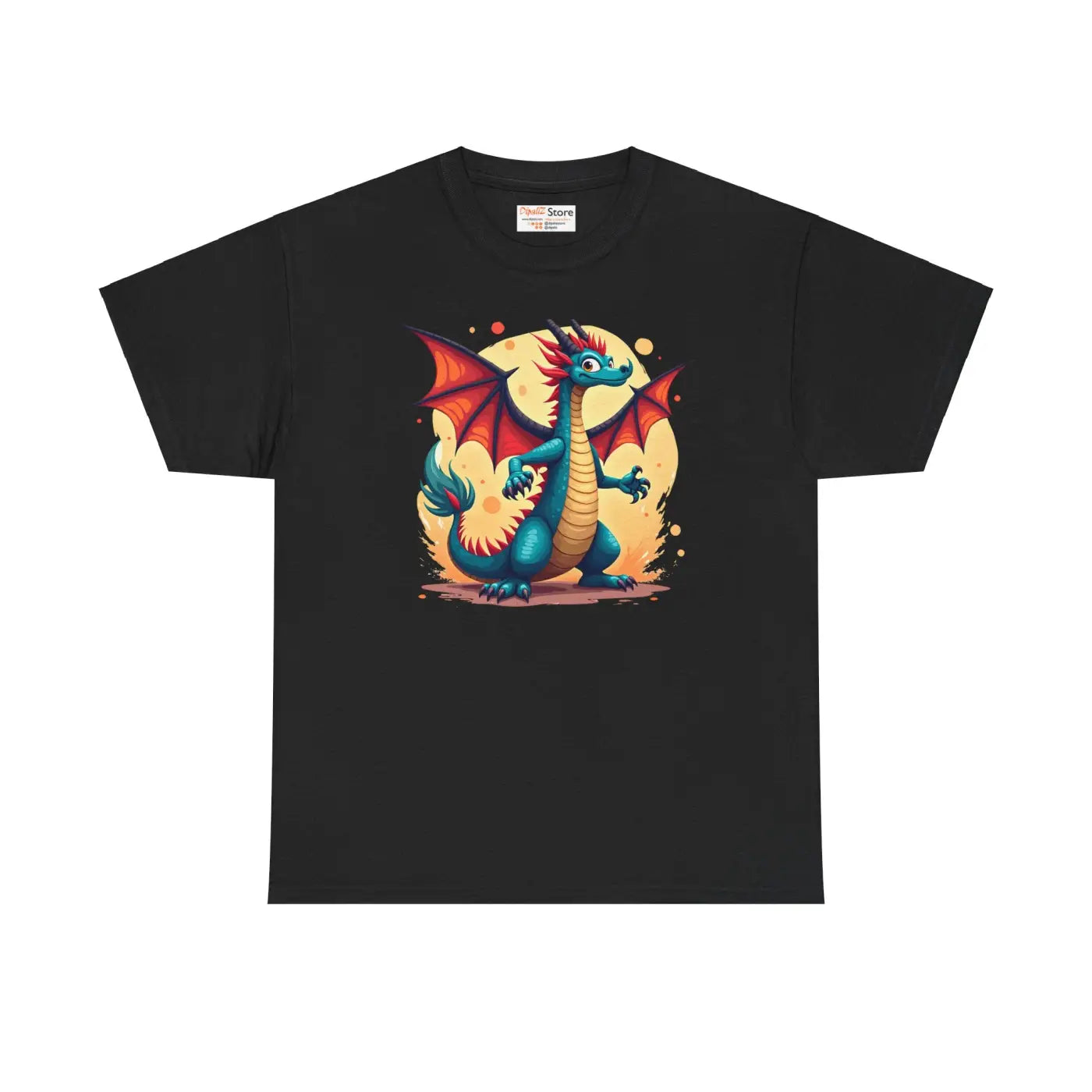 Vibrant Dragon Unisex Heavy Cotton Tee - Bold Print - DipaliZ