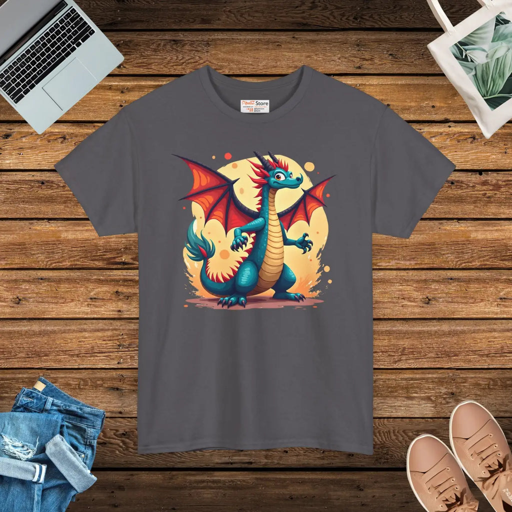 Vibrant Dragon Unisex Heavy Cotton Tee - Bold Print - DipaliZ