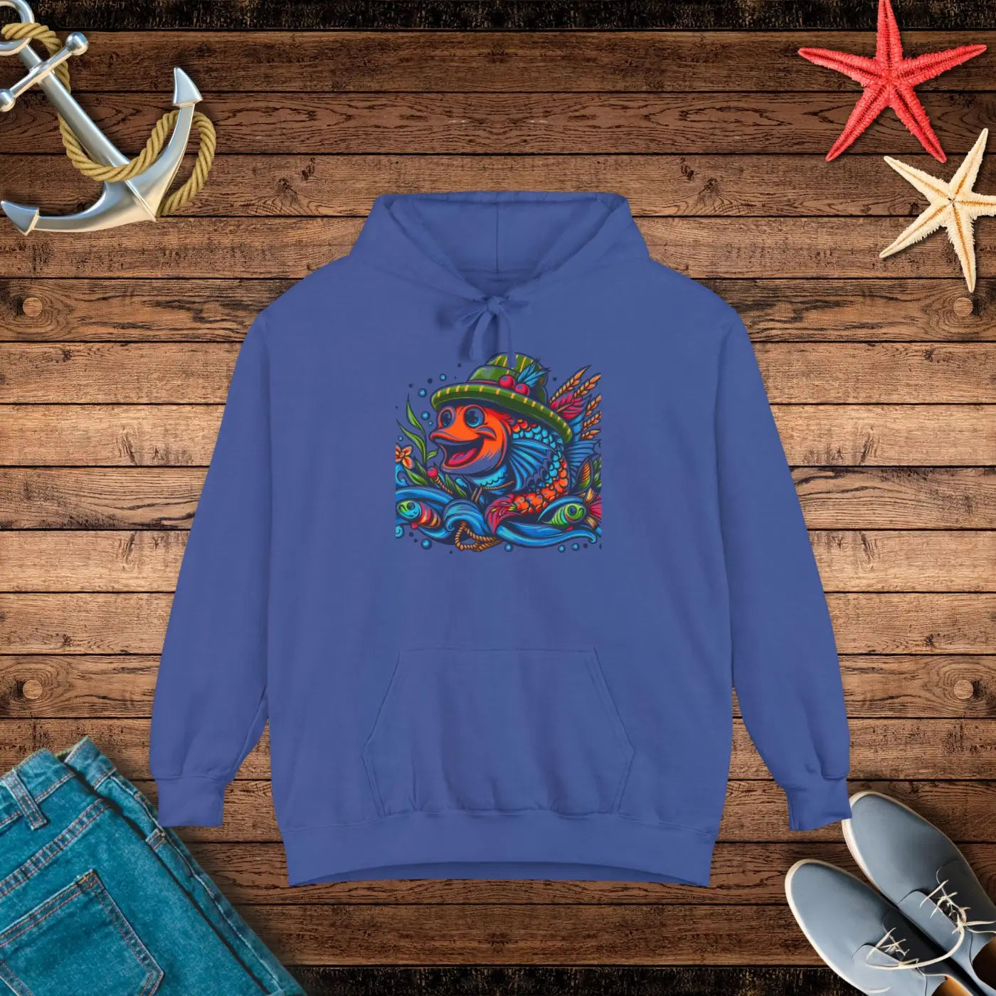 Fish Graphic Hoodie - Bold Beach Adventure Style - DipaliZ