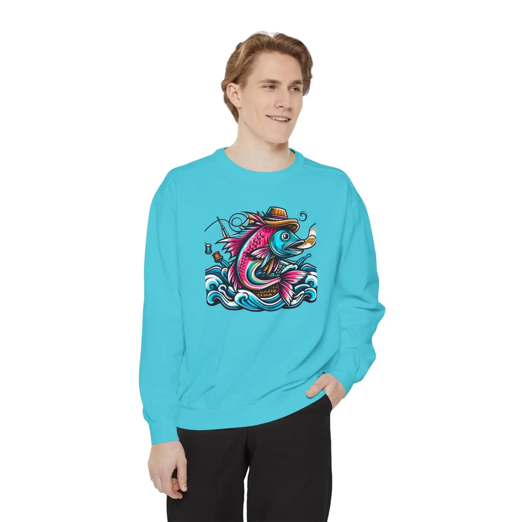 Vibrant Fish Sweatshirt - Cozy Ocean Vibes Cotton Blend - DipaliZ