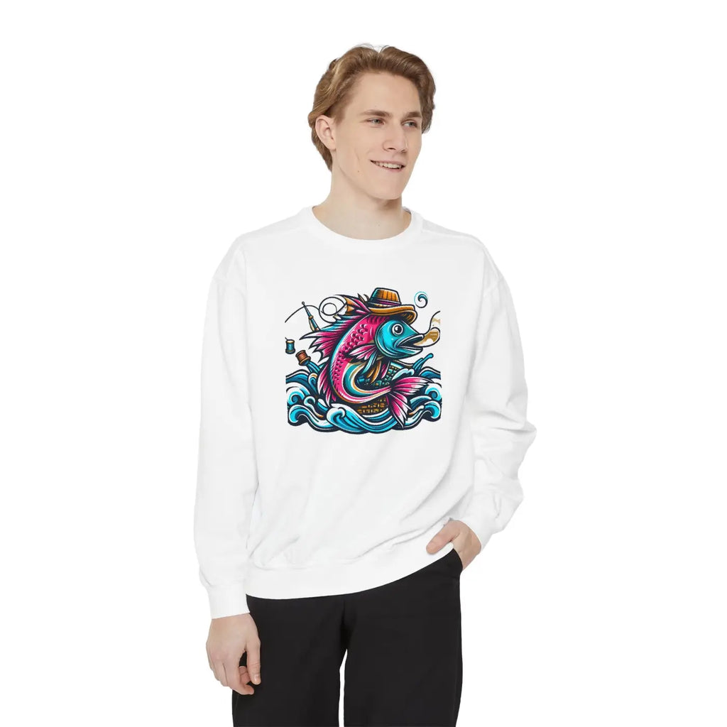 Vibrant Fish Sweatshirt - Cozy Ocean Vibes Cotton Blend - DipaliZ