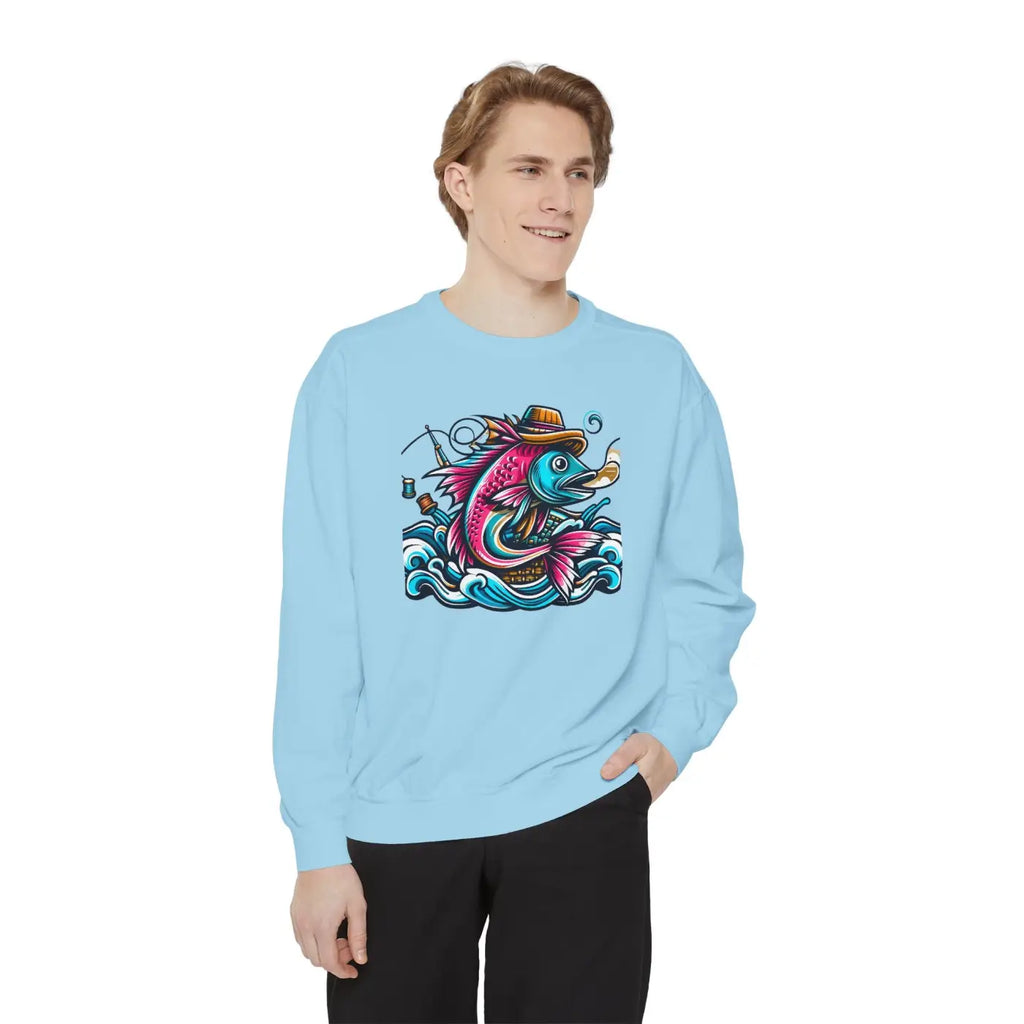 Vibrant Fish Sweatshirt - Cozy Ocean Vibes Cotton Blend - DipaliZ