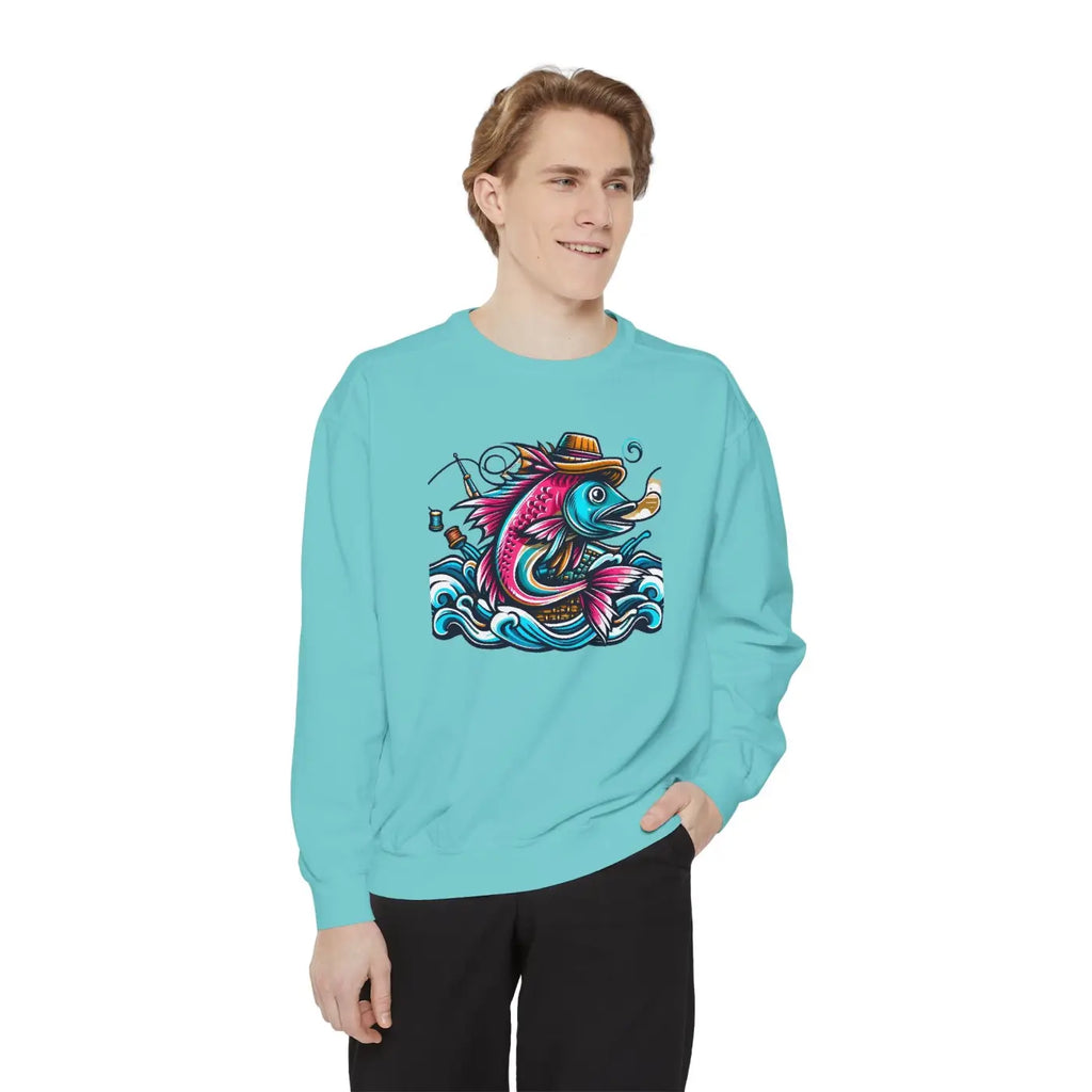 Vibrant Fish Sweatshirt - Cozy Ocean Vibes Cotton Blend - DipaliZ