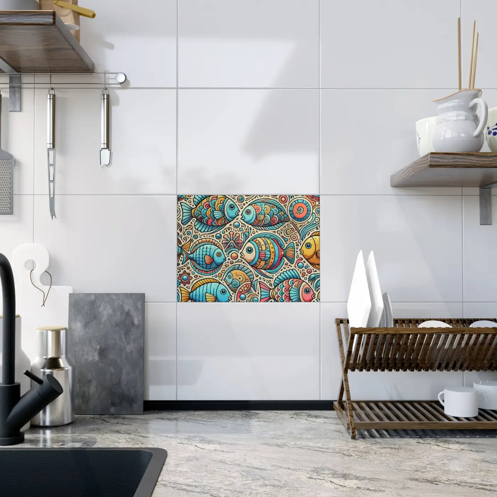 Vibrant Fishes Ceramic Photo Tile - Wall Decor - DipaliZ